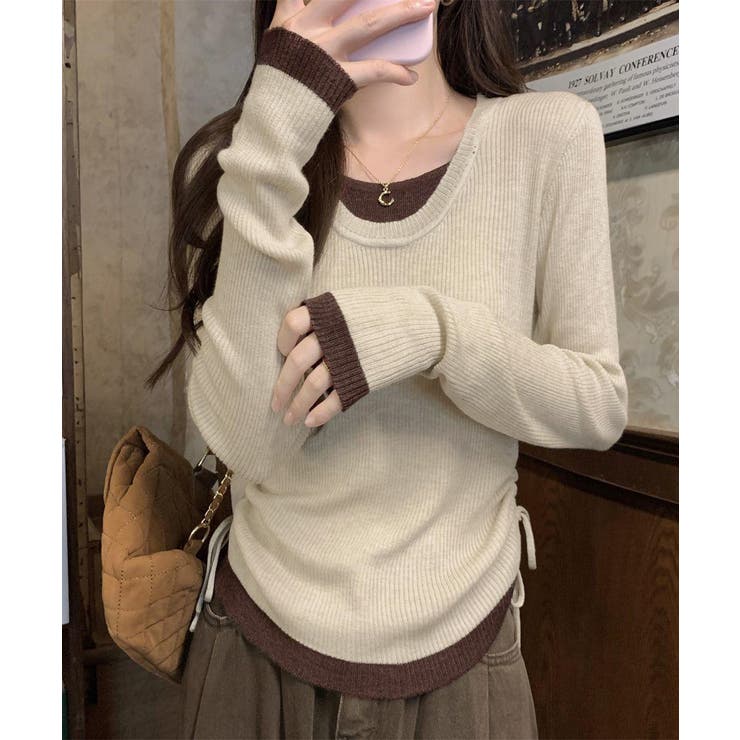 レイヤード風トップス長袖Tシャツ 韓国風 | SUNSHINE CLOSET | 詳細画像7 