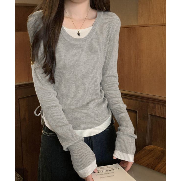 レイヤード風トップス長袖Tシャツ 韓国風 | SUNSHINE CLOSET | 詳細画像9 