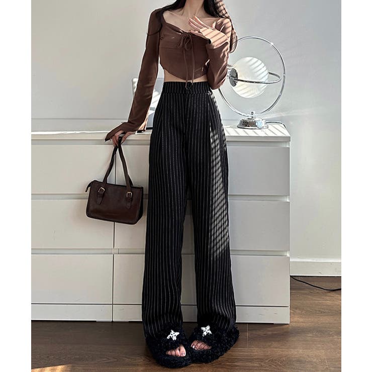 ストライプワイドパンツ春夏秋ロングパンツ | SUNSHINE CLOSET | 詳細画像6 