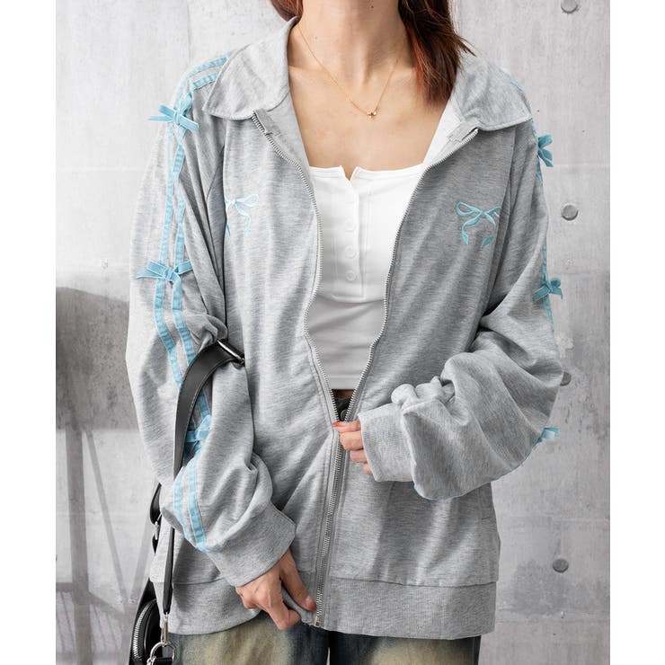 リボン付きスウェットジップアップパーカー | SUNSHINE CLOSET | 詳細画像15 