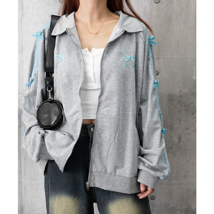 リボン付きスウェットジップアップパーカー | SUNSHINE CLOSET | 詳細画像16 