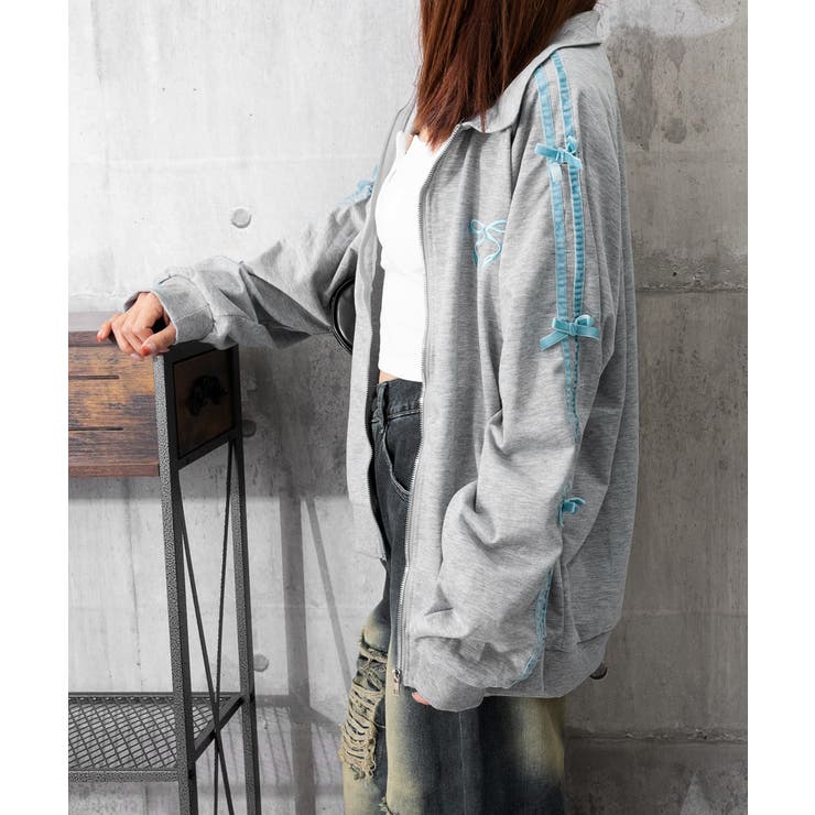 リボン付きスウェットジップアップパーカー | SUNSHINE CLOSET | 詳細画像18 