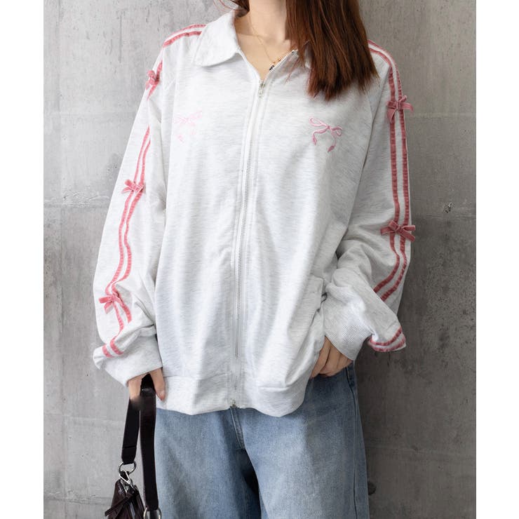リボン付きスウェットジップアップパーカー | SUNSHINE CLOSET | 詳細画像9 