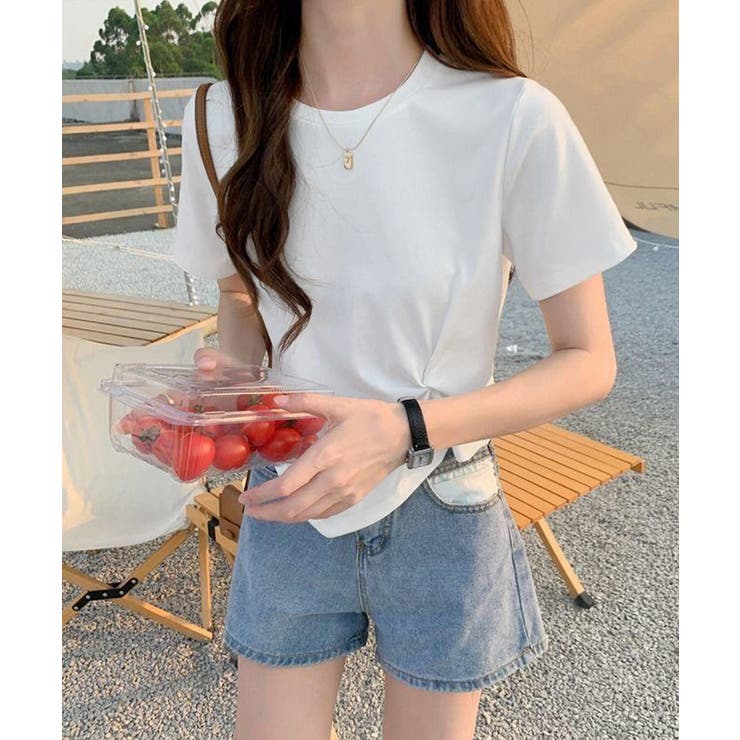 ウエストタックtシャツレディース カジュアルトップス春夏 シンプルカットソー無地 | SUNSHINE CLOSET | 詳細画像2 