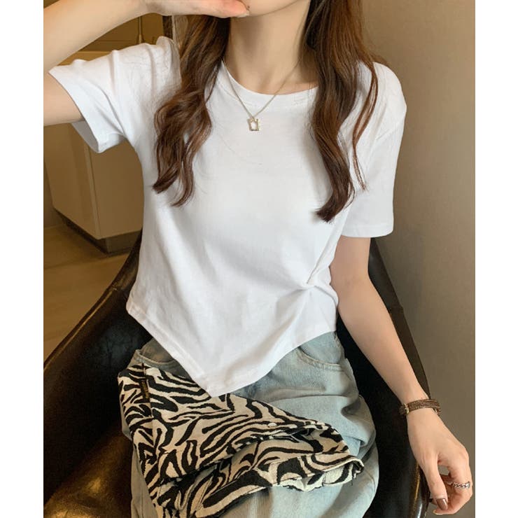 ウエストタックtシャツレディース カジュアルトップス春夏 シンプルカットソー無地 | SUNSHINE CLOSET | 詳細画像4 