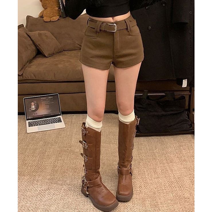 ウール風ショートパンツハイウエスト短パン | SUNSHINE CLOSET | 詳細画像2 