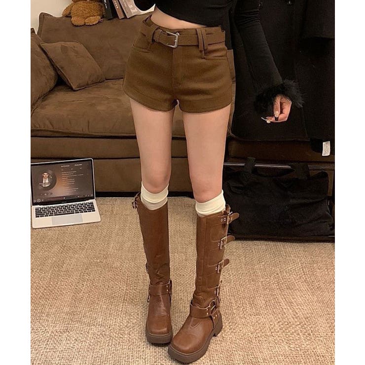 ウール風ショートパンツハイウエスト短パン | SUNSHINE CLOSET | 詳細画像4 