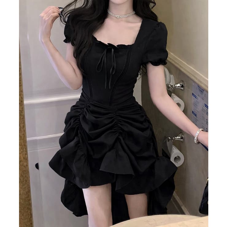 ドローストフリルワンピースレディース春夏 大人可愛いミモレ丈ワンピース ミニワン… | SUNSHINE CLOSET | 詳細画像18 