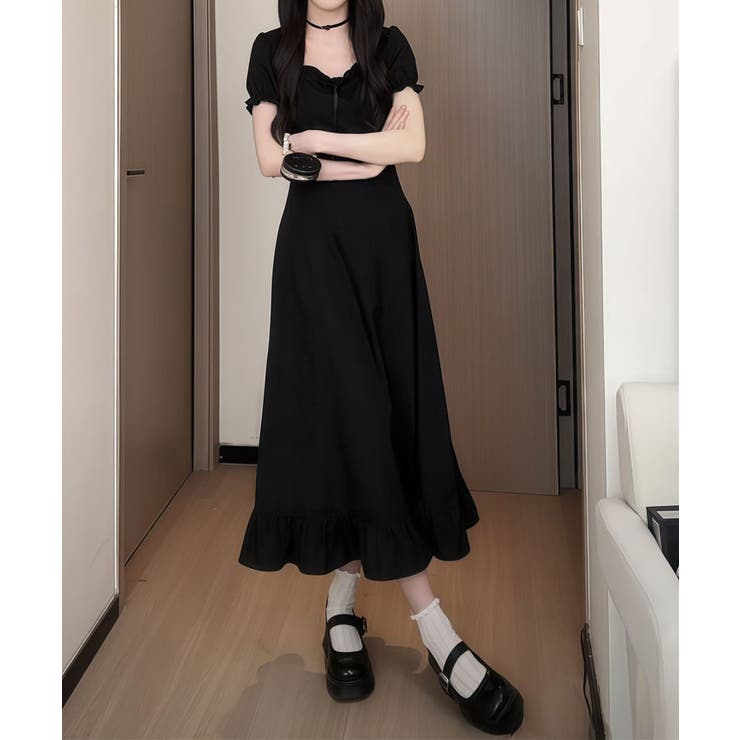 ドローストフリルワンピースレディース春夏 大人可愛いミモレ丈ワンピース ミニワン… | SUNSHINE CLOSET | 詳細画像7 