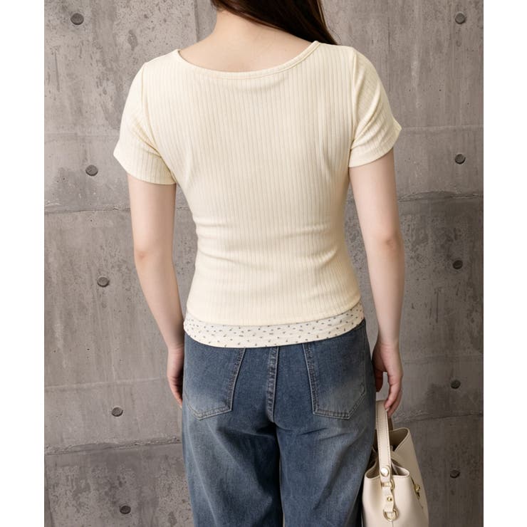 フェイクレイヤードtシャツレディース 前ボタンリブtシャツ 大人可愛い | SUNSHINE CLOSET | 詳細画像23 