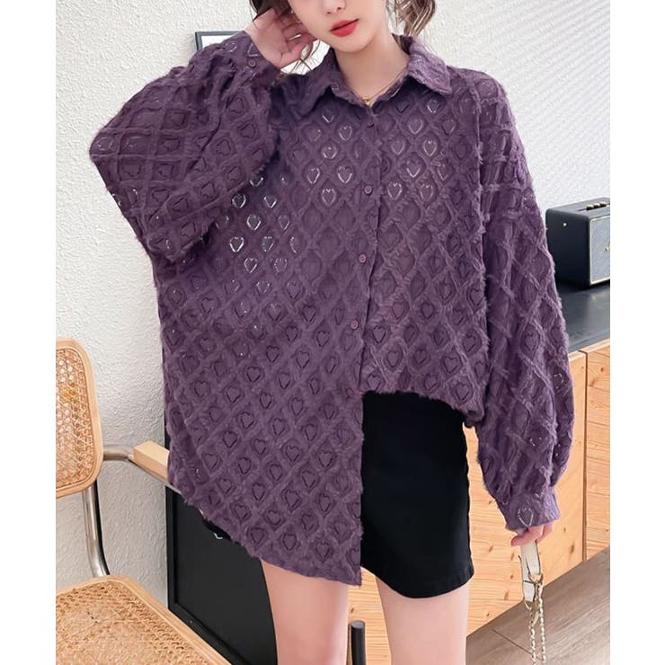 ハートジャガードシャツカーディガン春夏秋 | SUNSHINE CLOSET | 詳細画像15 