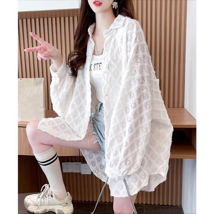 ハートジャガードシャツカーディガン春夏秋 | SUNSHINE CLOSET | 詳細画像3 