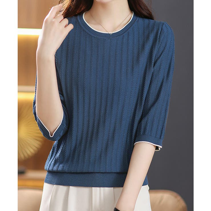 レディース 七分袖シンプル お洒落リブニットきれいめ | SUNSHINE CLOSET | 詳細画像11 