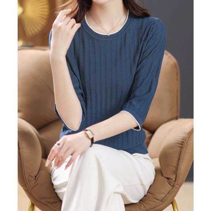レディース 七分袖シンプル お洒落リブニットきれいめ | SUNSHINE CLOSET | 詳細画像12 