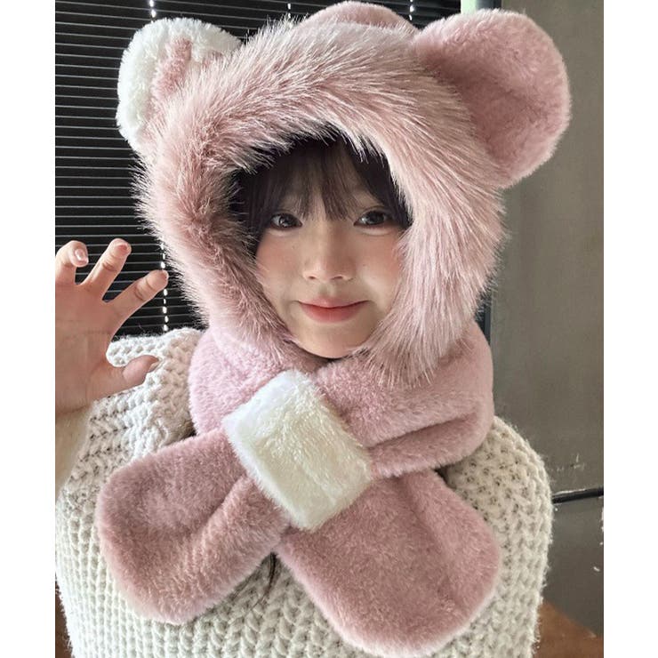 くまみみ帽子 マフラー付きファー帽子暖か | SUNSHINE CLOSET | 詳細画像5 
