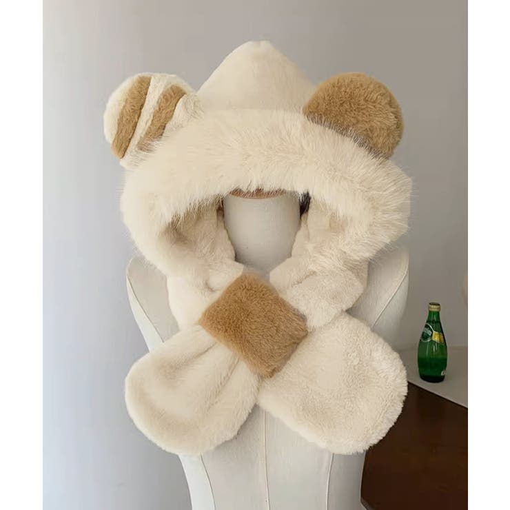 くまみみ帽子 マフラー付きファー帽子暖か | SUNSHINE CLOSET | 詳細画像6 