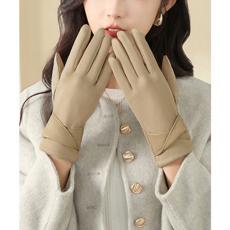 スエード調手袋裏起毛 リボン付き手袋防寒 | SUNSHINE CLOSET | 詳細画像1 