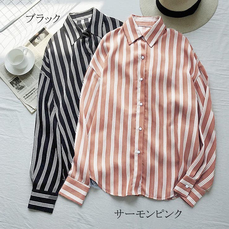 美品　snidel　シースルーブラウス　羽織りシャツ　サーモンピンク　ストライプ Amazon | [FAINCA] ストライプシャツ レディース ピンク