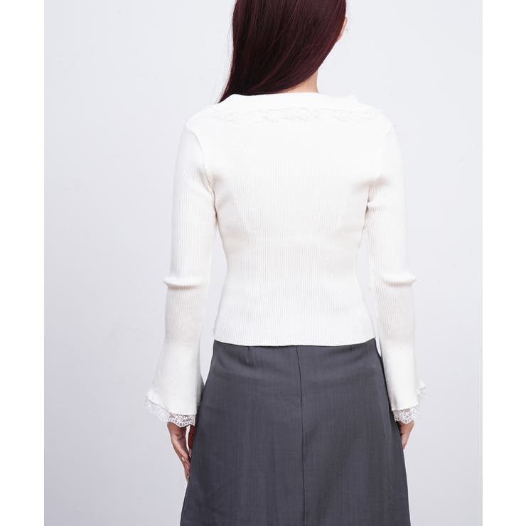 レーストリム Vネックリブニットトップス | SUNSHINE CLOSET | 詳細画像19 