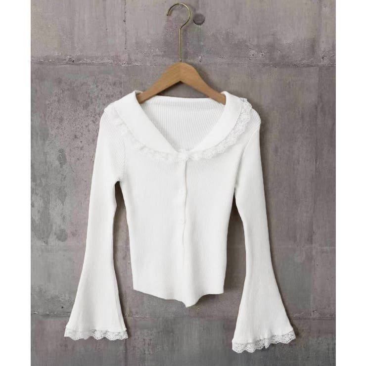 レーストリム Vネックリブニットトップス | SUNSHINE CLOSET | 詳細画像20 