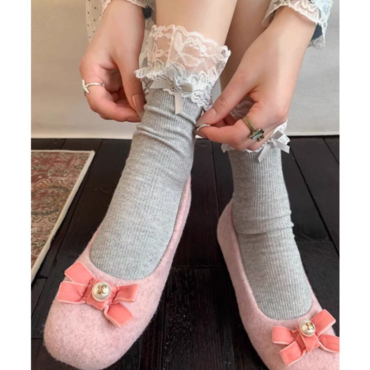 レース付き リボンソックス 可愛い 靴下 | SUNSHINE CLOSET | 詳細画像1 
