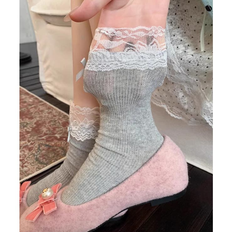 レース付き リボンソックス 可愛い 靴下 | SUNSHINE CLOSET | 詳細画像3 