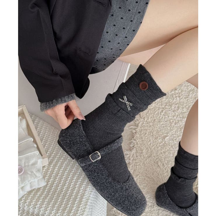 ボタン リブソックス レディース 可愛い | SUNSHINE CLOSET | 詳細画像1 
