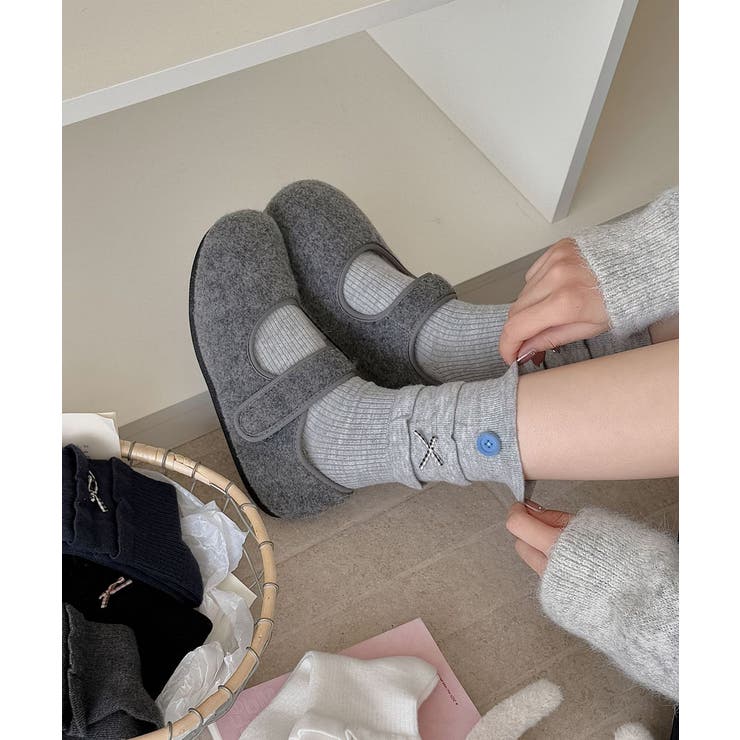 ボタン リブソックス レディース 可愛い | SUNSHINE CLOSET | 詳細画像12 