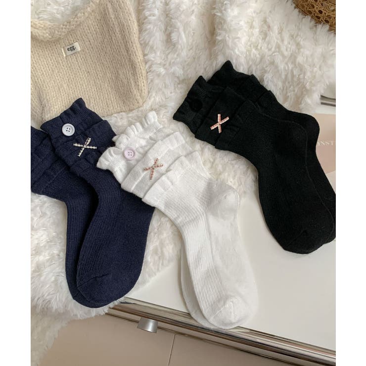 ボタン リブソックス レディース 可愛い | SUNSHINE CLOSET | 詳細画像17 