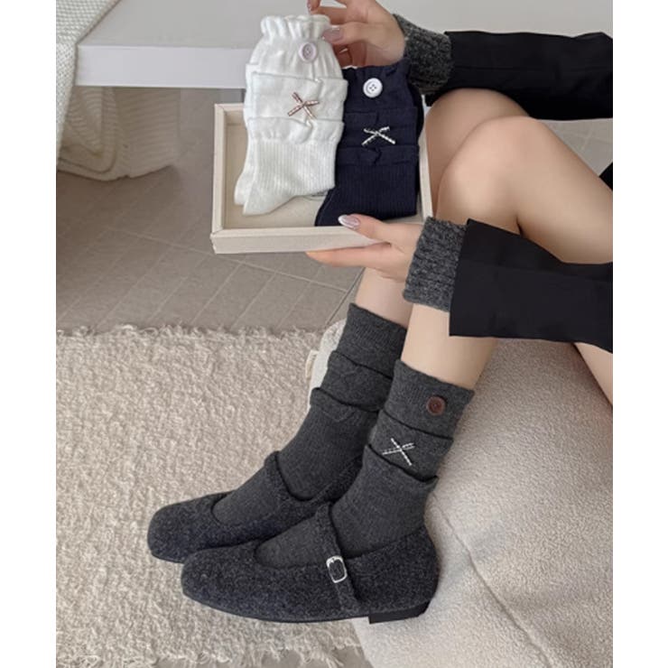 ボタン リブソックス レディース 可愛い | SUNSHINE CLOSET | 詳細画像3 