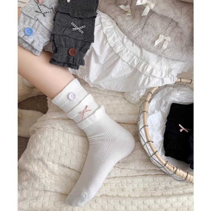 ボタン リブソックス レディース 可愛い | SUNSHINE CLOSET | 詳細画像5 