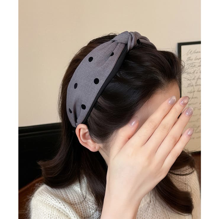 ドット柄 ねじり ワイドカチューシャ小顔 | SUNSHINE CLOSET | 詳細画像1 