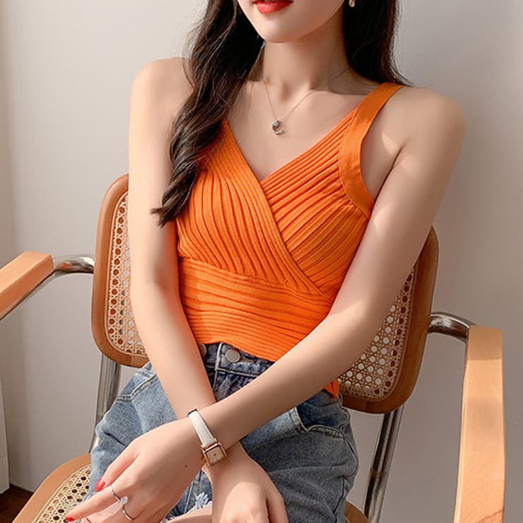 オレンジ | ニットタンクトップ トップス ショート丈 | SUNSHINE CLOSET