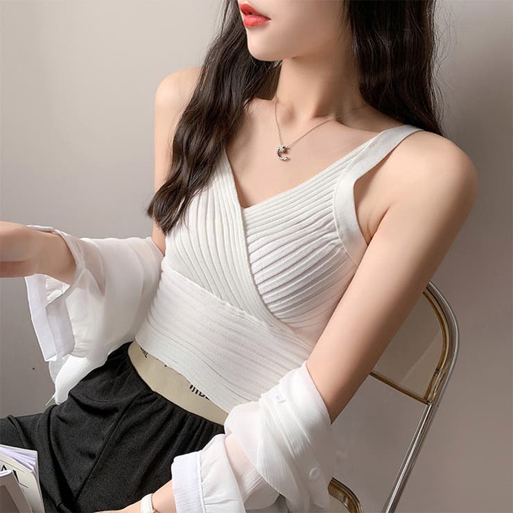 ホワイト | ニットタンクトップ トップス ショート丈 | SUNSHINE CLOSET