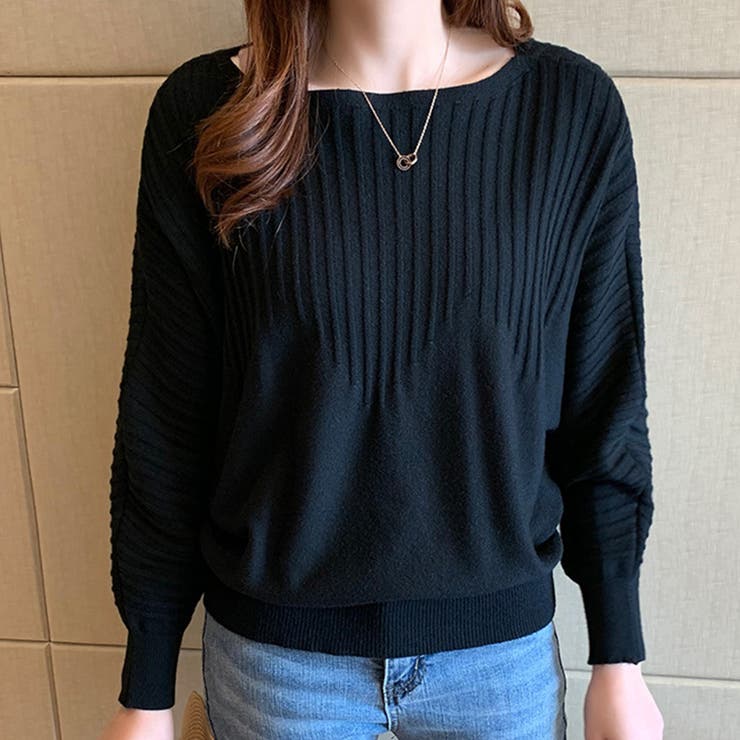 ブラック | ニットトップス きれいめ フィット | SUNSHINE CLOSET