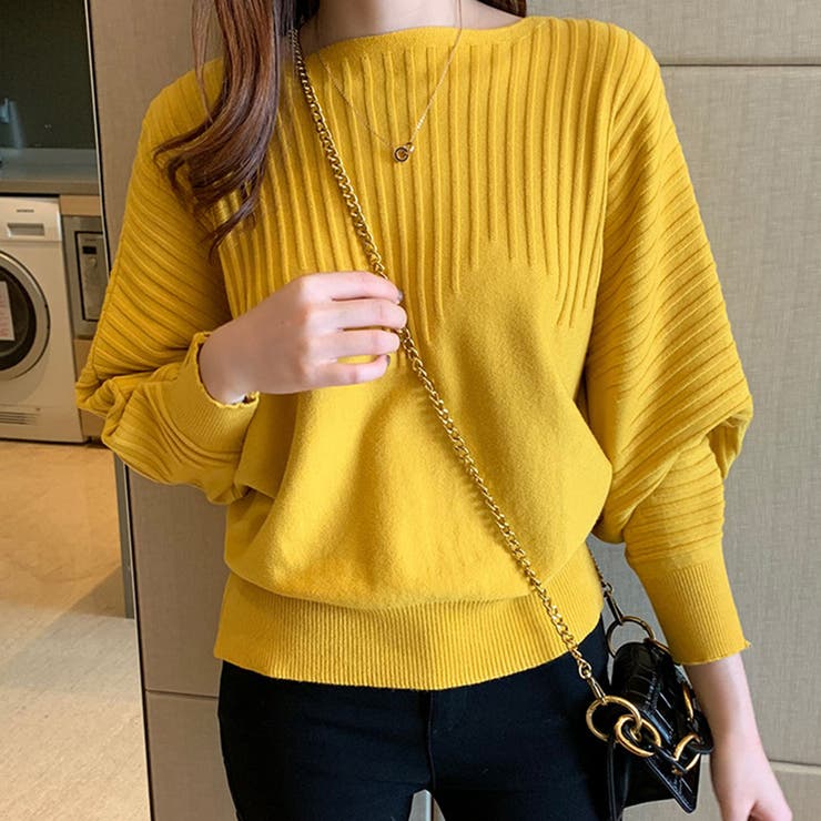 イエロー | ニットトップス きれいめ フィット | SUNSHINE CLOSET