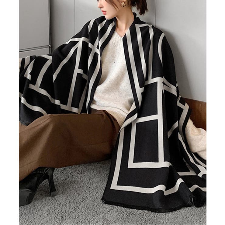 リバーシブル大判マフラー幾何学柄ストール | SUNSHINE CLOSET | 詳細画像1 