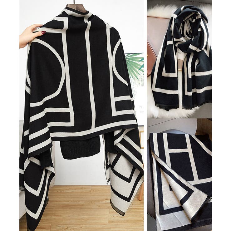 リバーシブル大判マフラー幾何学柄ストール | SUNSHINE CLOSET | 詳細画像10 