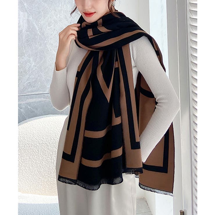 リバーシブル大判マフラー幾何学柄ストール | SUNSHINE CLOSET | 詳細画像6 