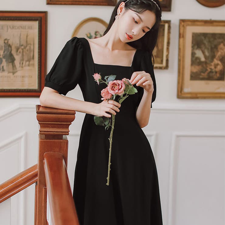 ロングワンピース Aライン 半袖[品番：AGCW0002374]｜SUNSHINE CLOSET