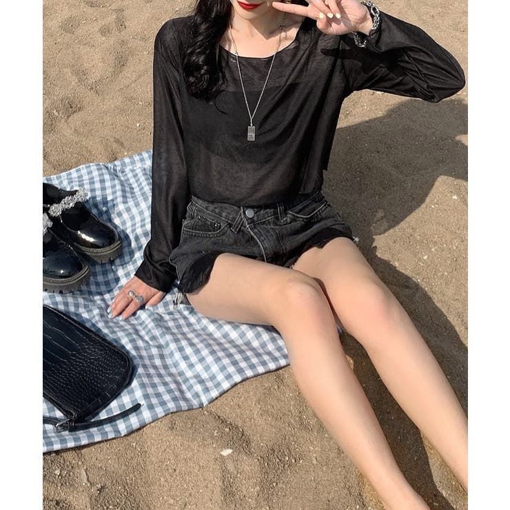 シアートップス 透け感 韓国風カジュアル | SUNSHINE CLOSET | 詳細画像2 