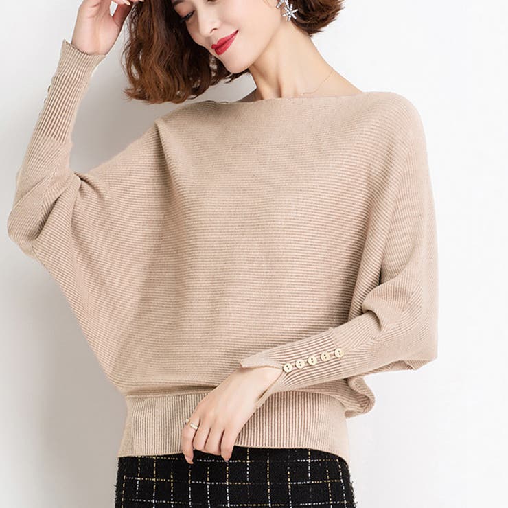 ボートネックドルマンニットトップス 上品 | SUNSHINE CLOSET | 詳細画像1 