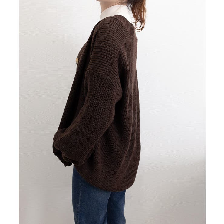 ンニット NKNIT カーディガン ニットジャケット ウール 1 ブラウン WISH FOR EVER（ウィッシュフォーエバー） カーディガン DESIGN STITCH