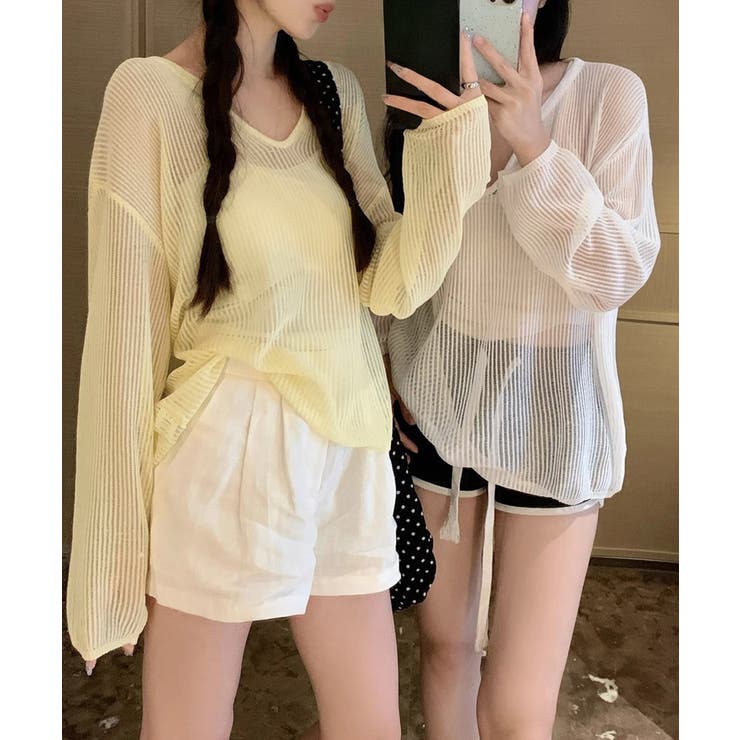 Vネックメッシュニットトップス 重ね着 レディース | SUNSHINE CLOSET | 詳細画像14 