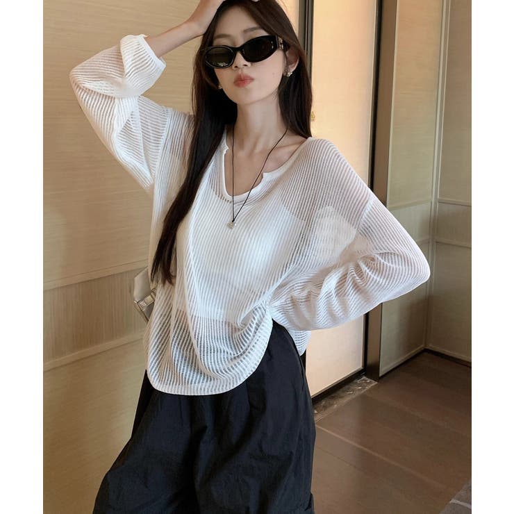 Vネックメッシュニットトップス 重ね着 レディース | SUNSHINE CLOSET | 詳細画像2 