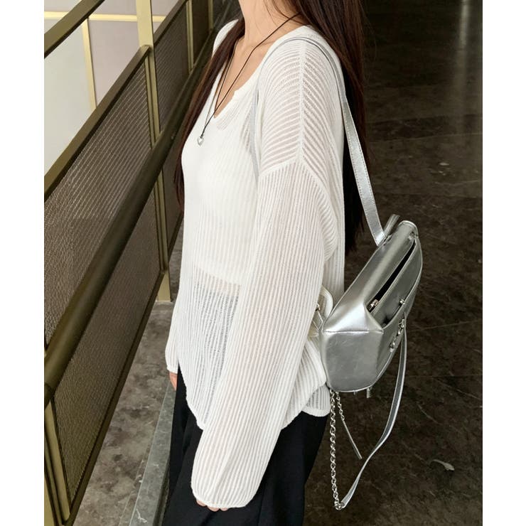 Vネックメッシュニットトップス 重ね着 レディース | SUNSHINE CLOSET | 詳細画像6 