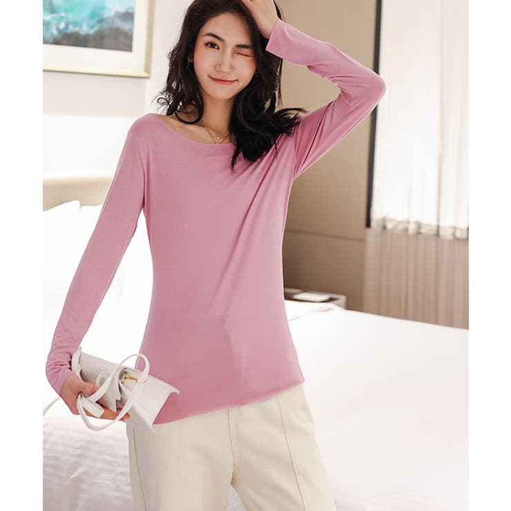 レディースインナー長袖 タイトカットソー[品番：AGCW0006295