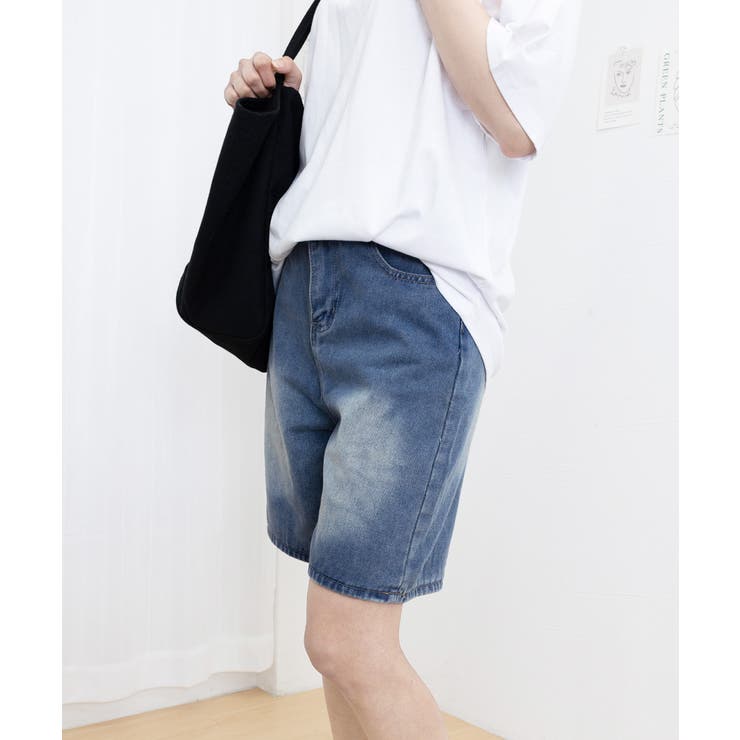 ショートパンツ ハイウエスト デニム シンプル カジュアル 全2色 楽天市場】ハイウエスト デニム ショートパンツ レディース