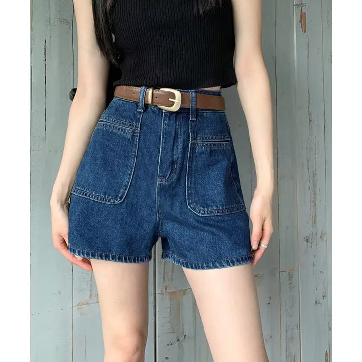 デニムショートパンツ ハイウエスト美脚夏[品番：AGCW0006894