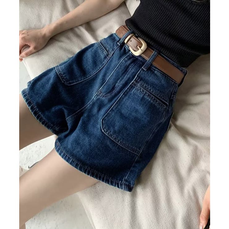 デニムショートパンツ ハイウエスト美脚夏[品番：AGCW0006894